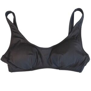Fabletics Black Ribbed Textured Sports Bra Bikini Top Swim Top XXL